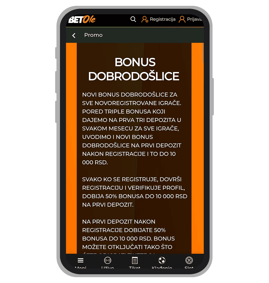 Betole bonus dobrodošlice