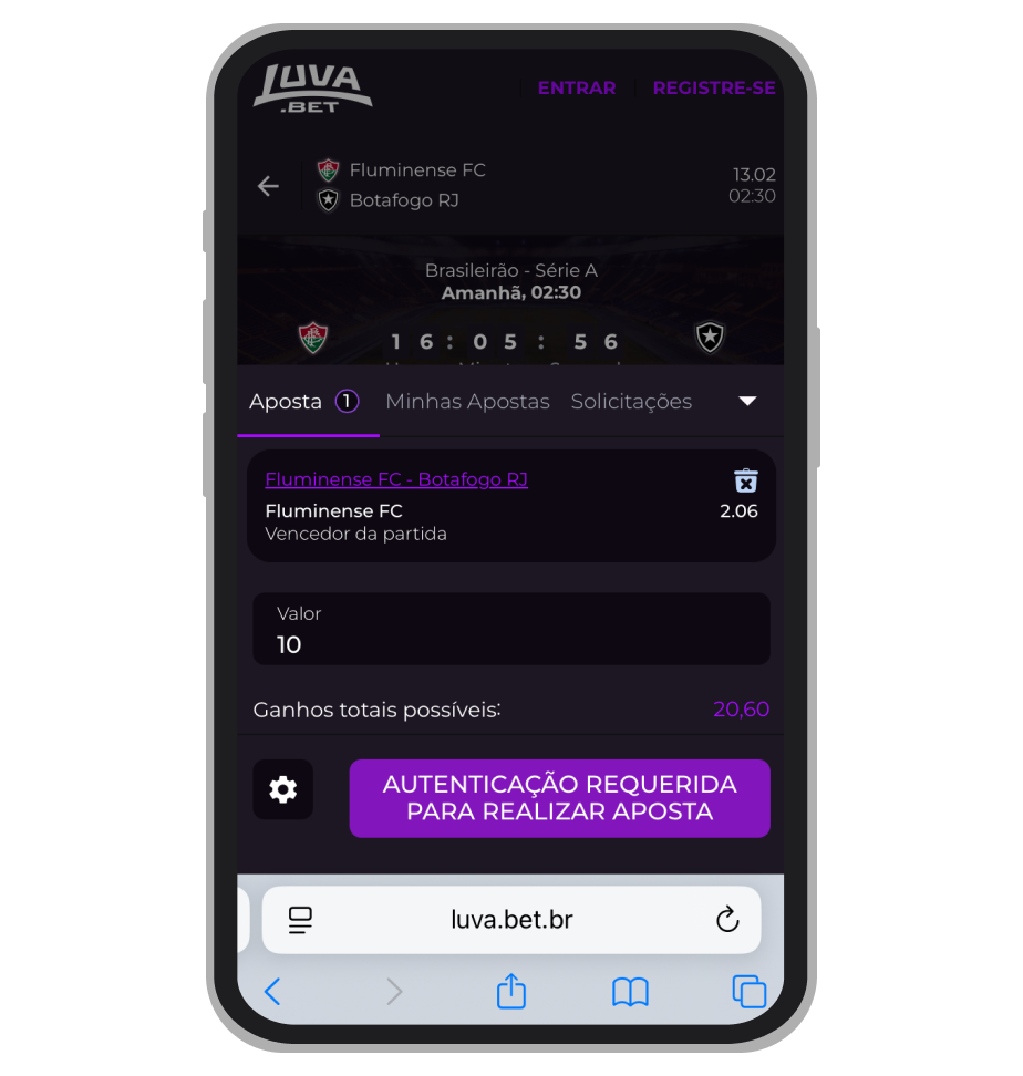 Informe o valor e finalize a aposta