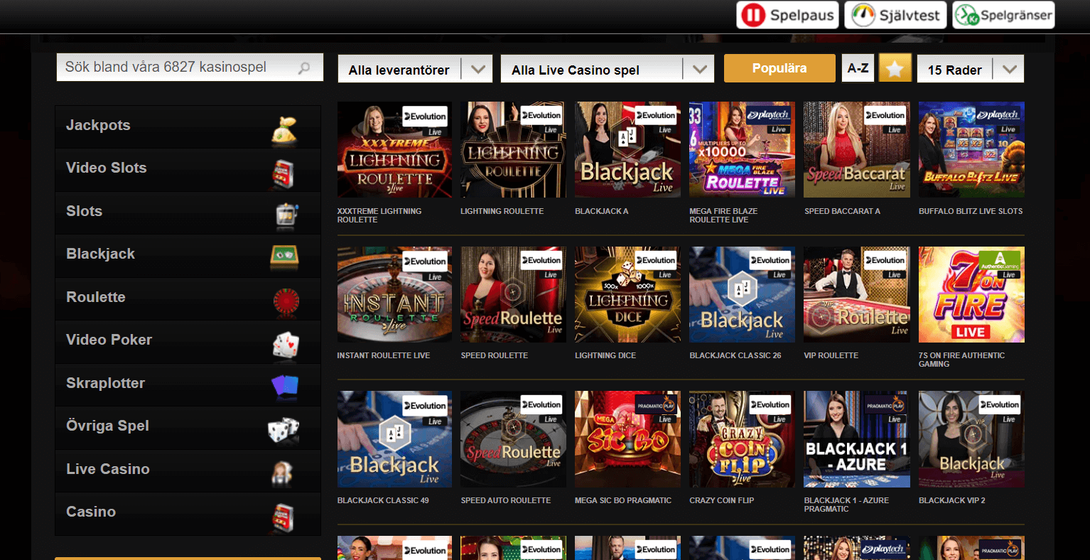 Videoslots livecasino