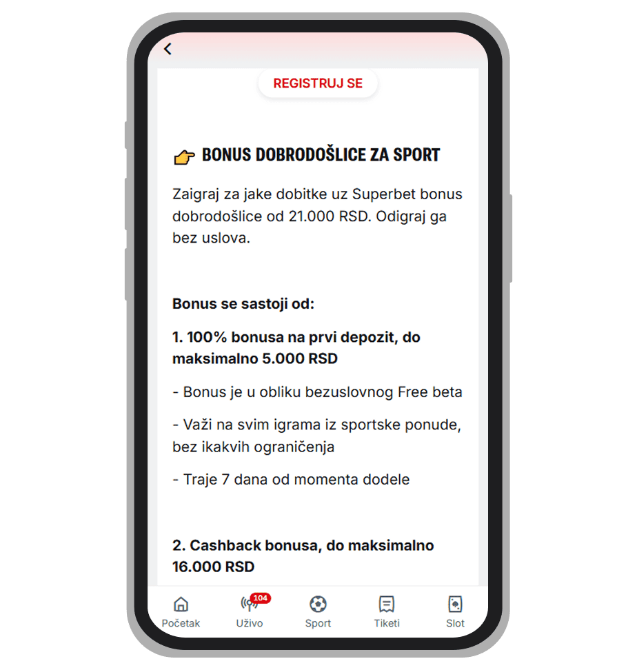 Uslovi korišćenja Superbet bonusa dobrodošlice