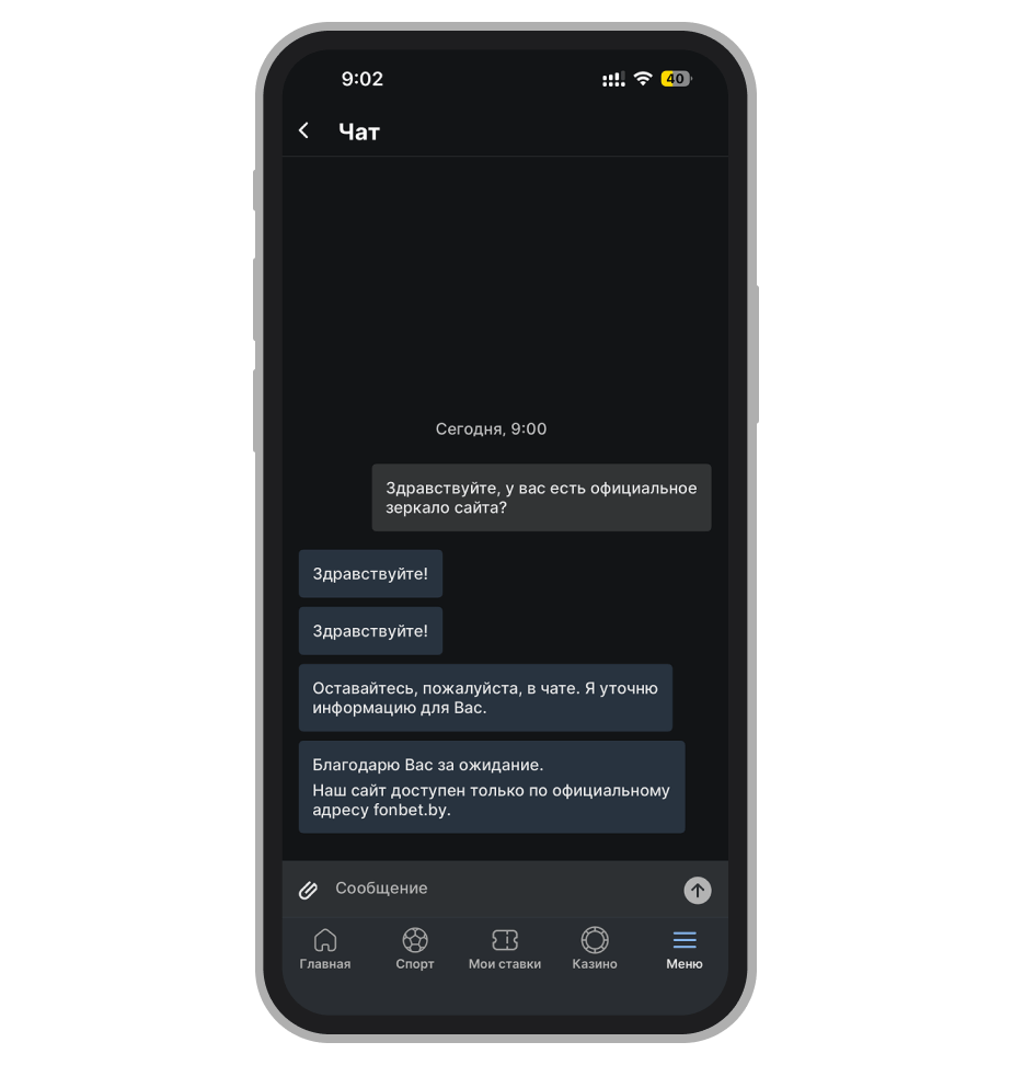 Ответ техподдержки