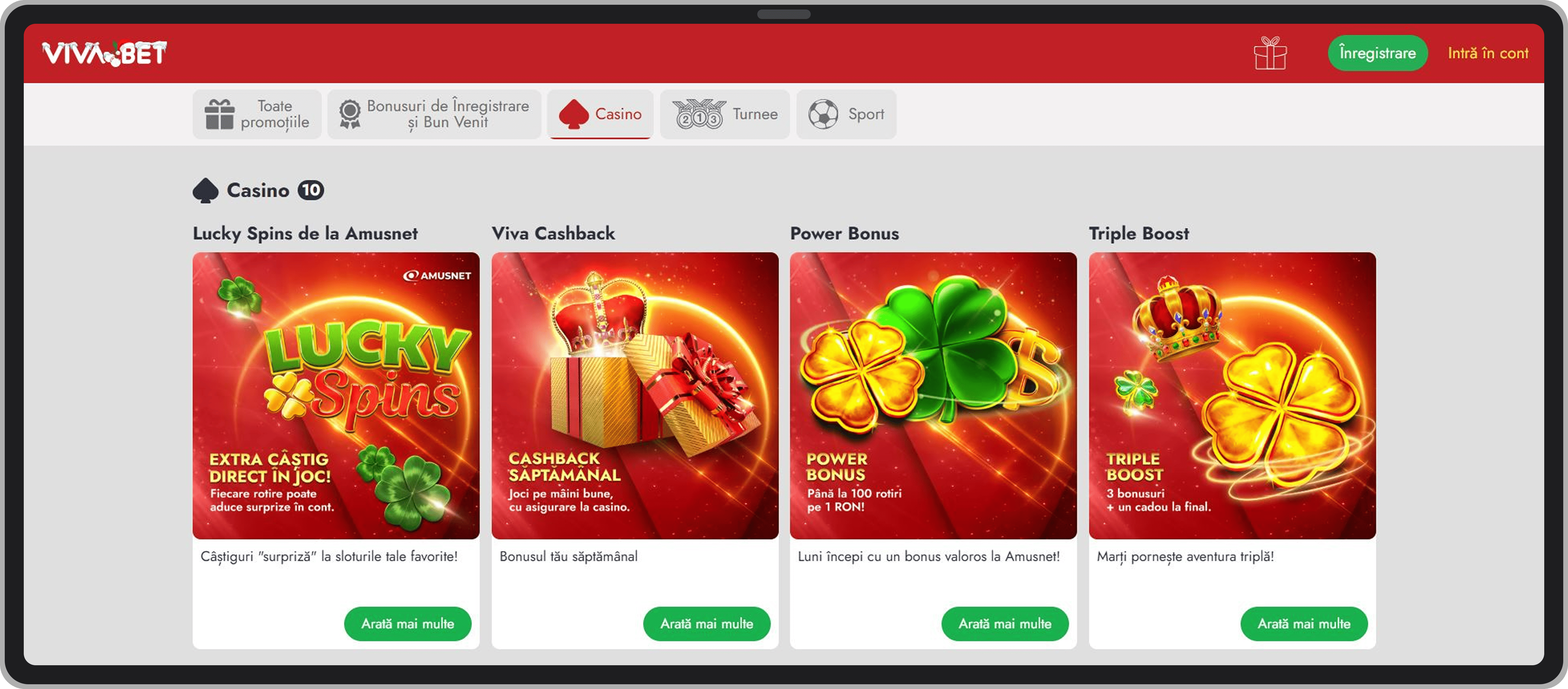 Pagina de promoții Vivabet Casino