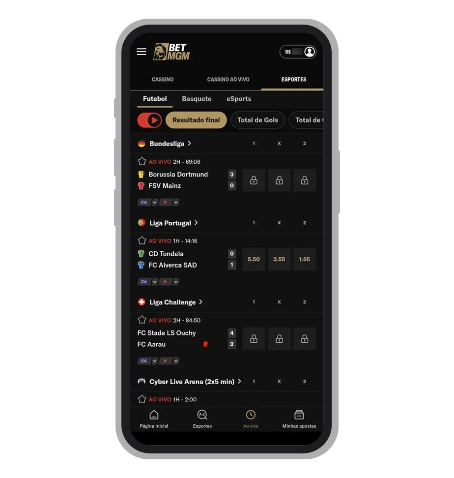 Transmissões ao vivo disponíveis 