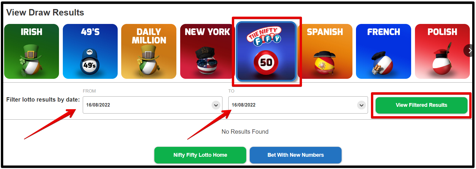 Choose Nifty Fifty from among the other lottery games