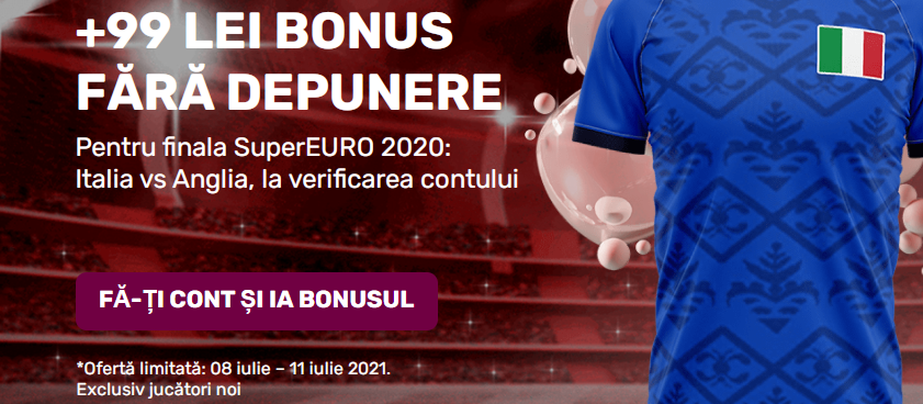 Superbonus Superbet: 99 de lei la finala Anglia - Italia