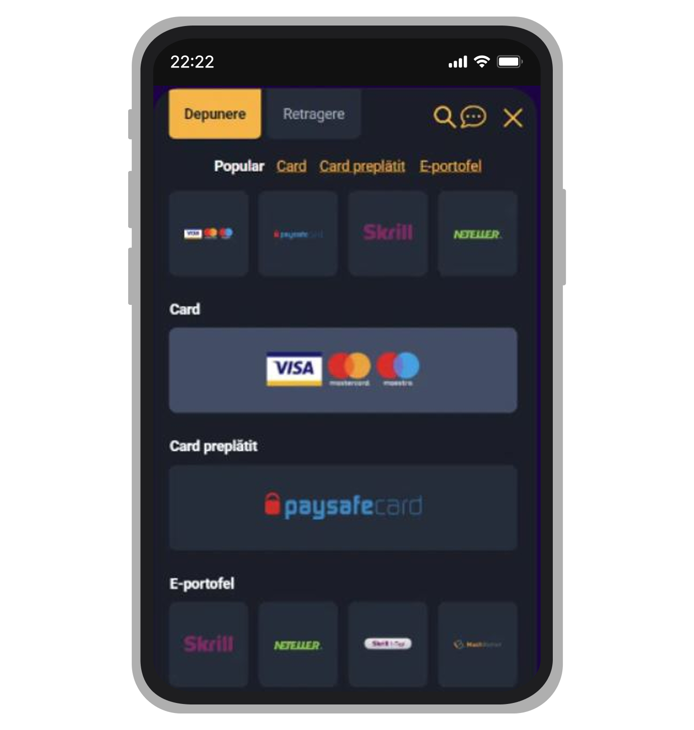 Metode de depunere Frank Casino