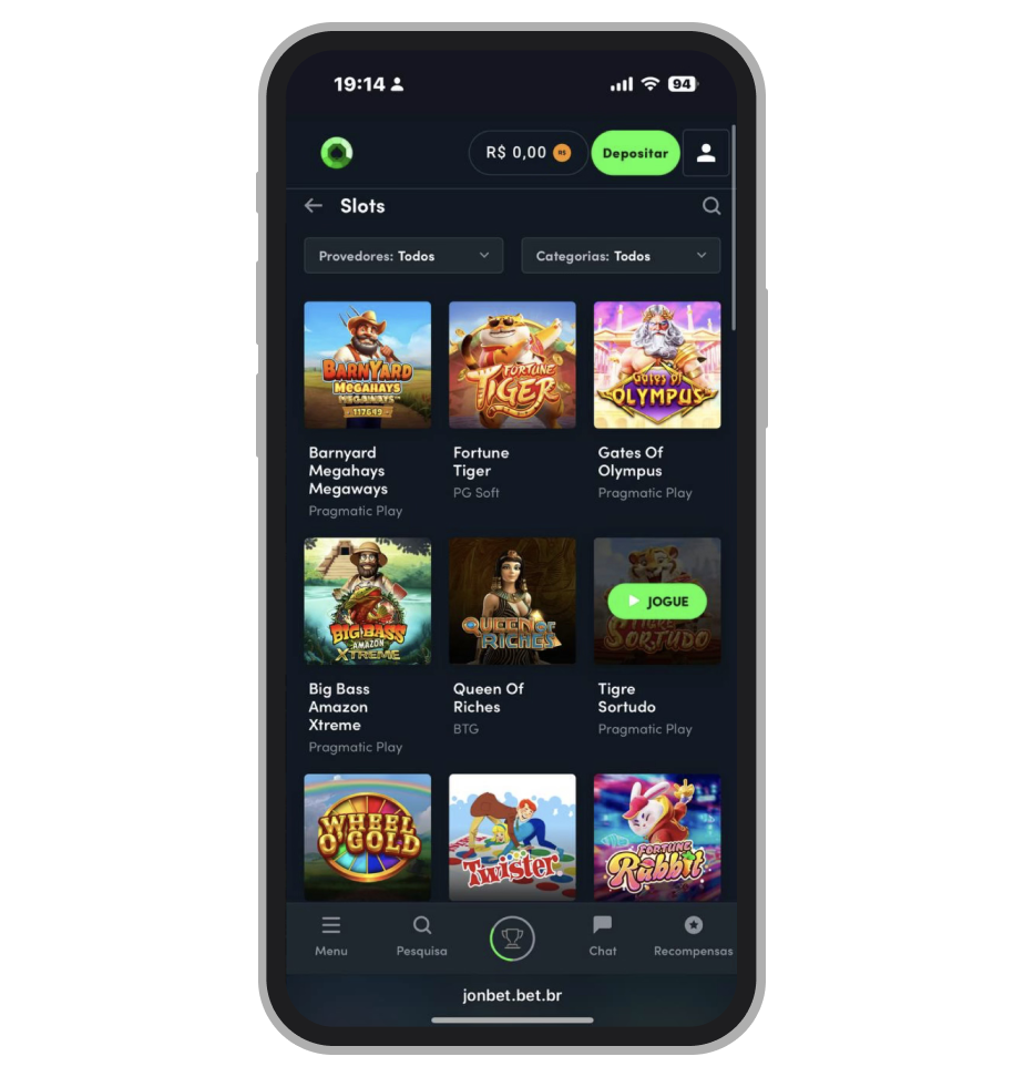 A seção de slots