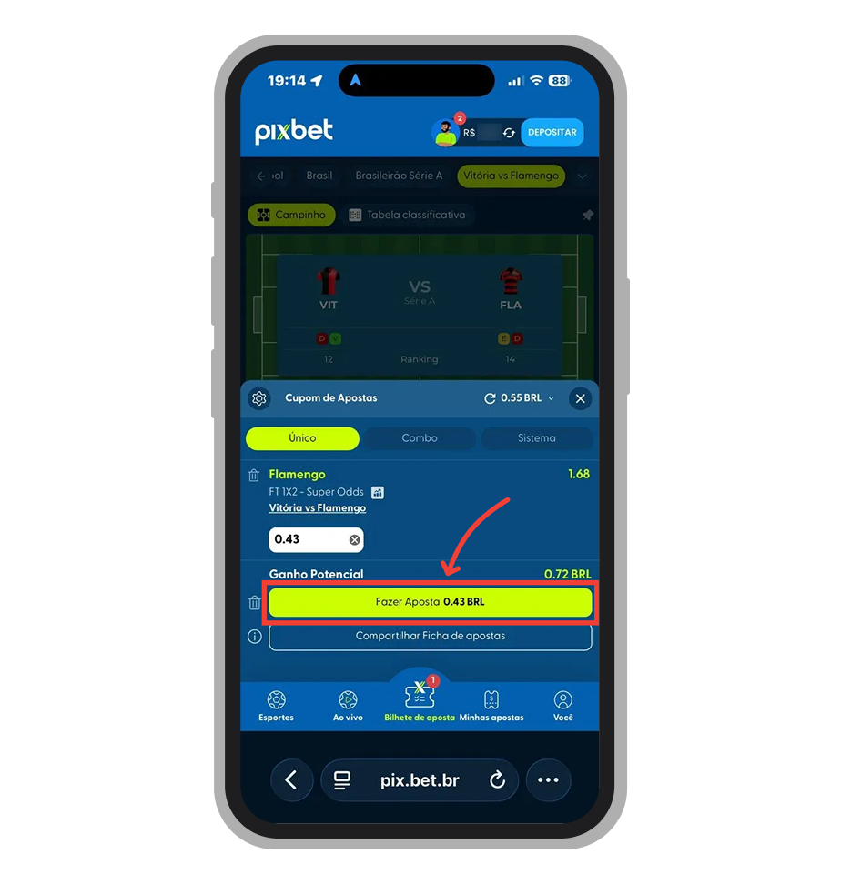 Confirme a sua aposta