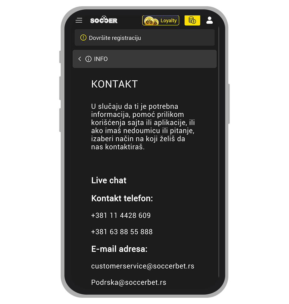 Soccerbet kontakt stranica