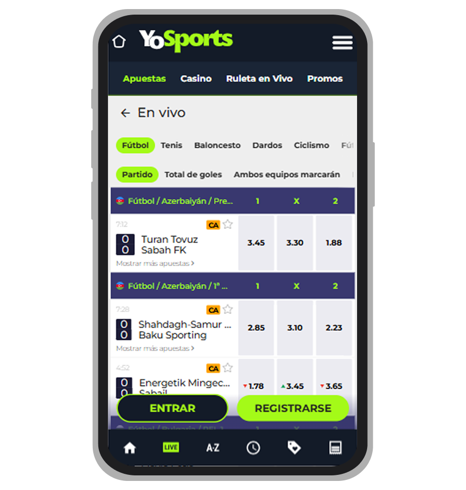 Apuestas en vivo en YoSports