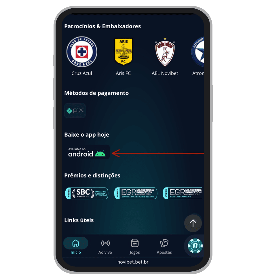 Botão para baixar app Android