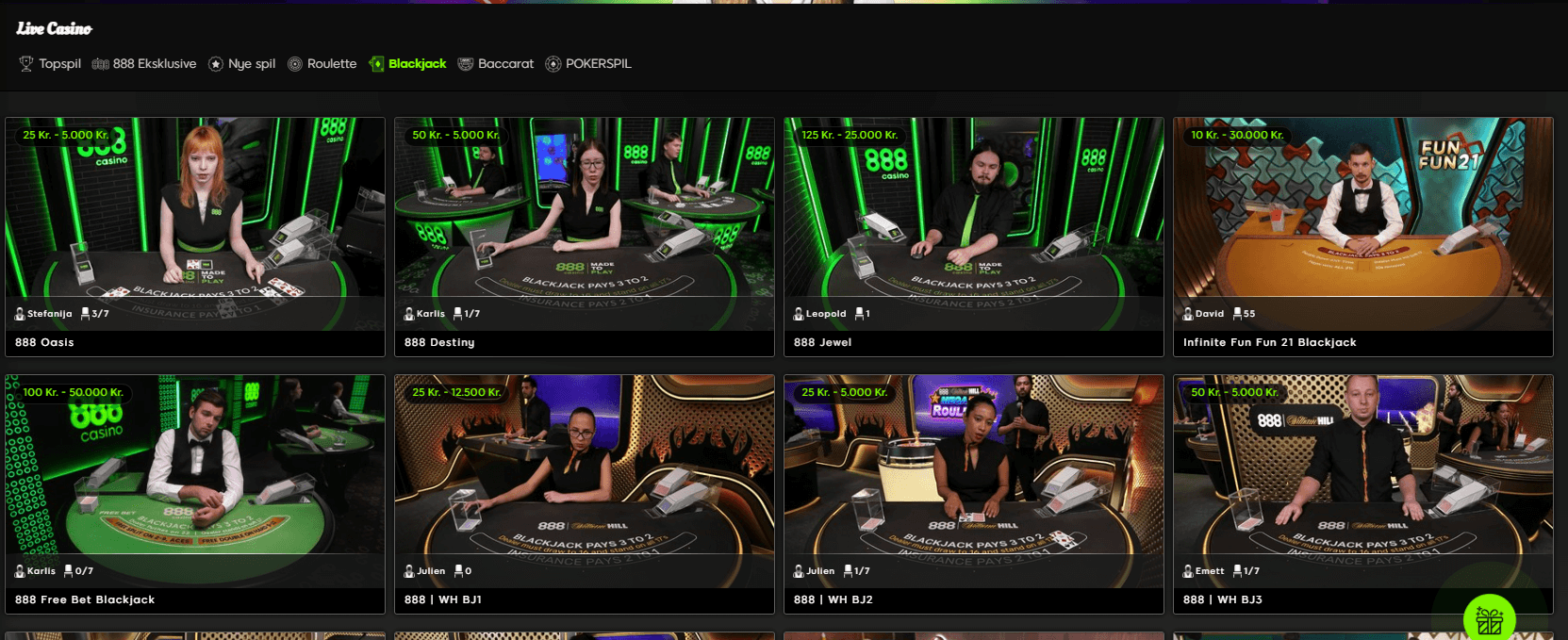 888casino Live Blackjack