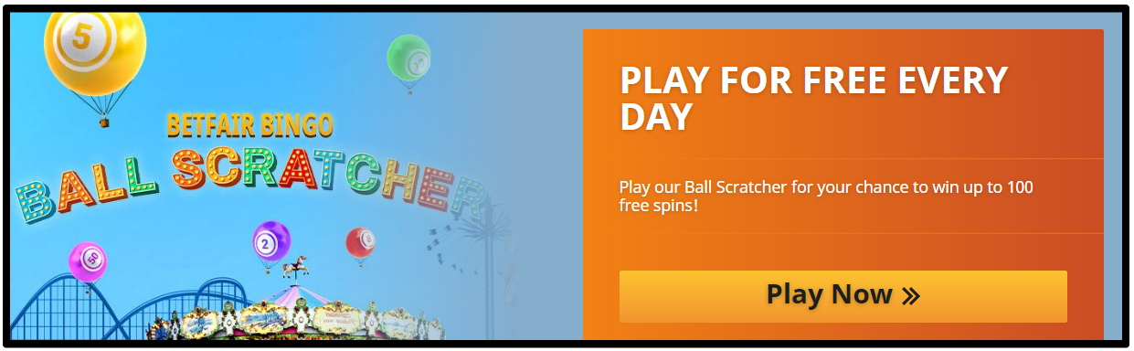 Betfair Bingo has a daily scratchcard where you can win up to 100 Free spins.