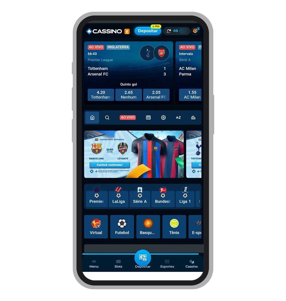 Apostas esportivas no app 