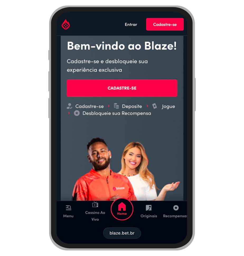 Tela inicial da Blaze