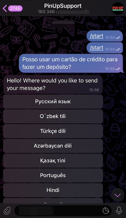 Apoio ao cliente via Telegram