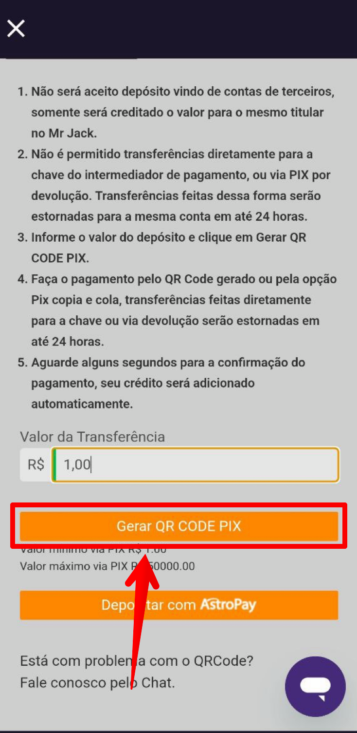 Insira o valor e confirme a transação