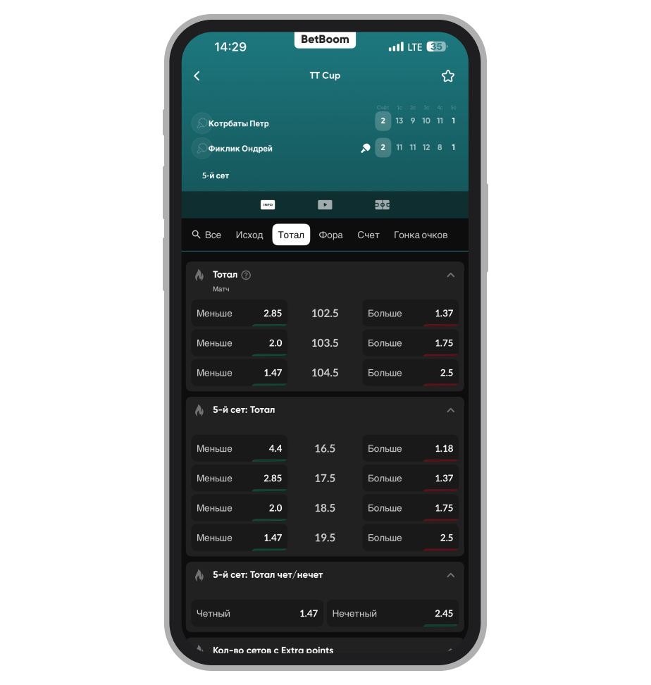 Ставки на тотал в настольном теннисе