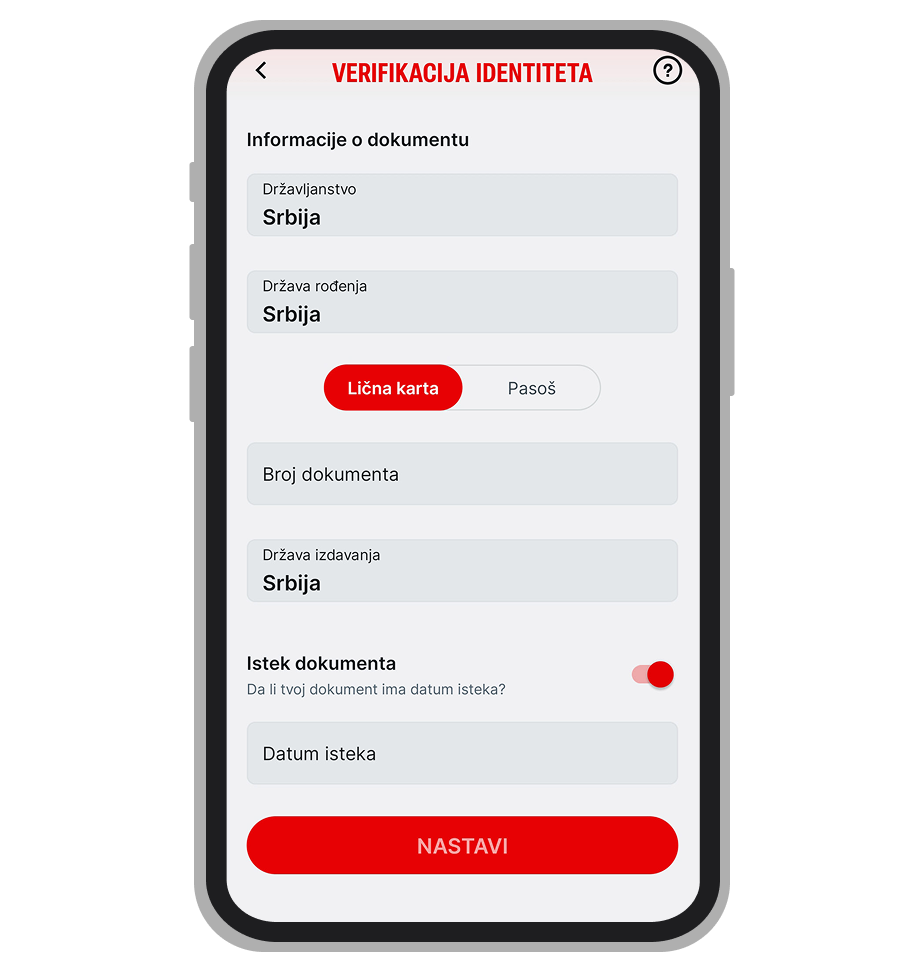 Slanje dokumenata za verifikaciju