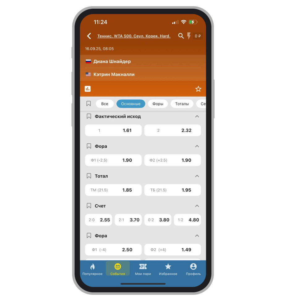 Роспись на матч: Диана Шнайдер — Кэтрин Макналли