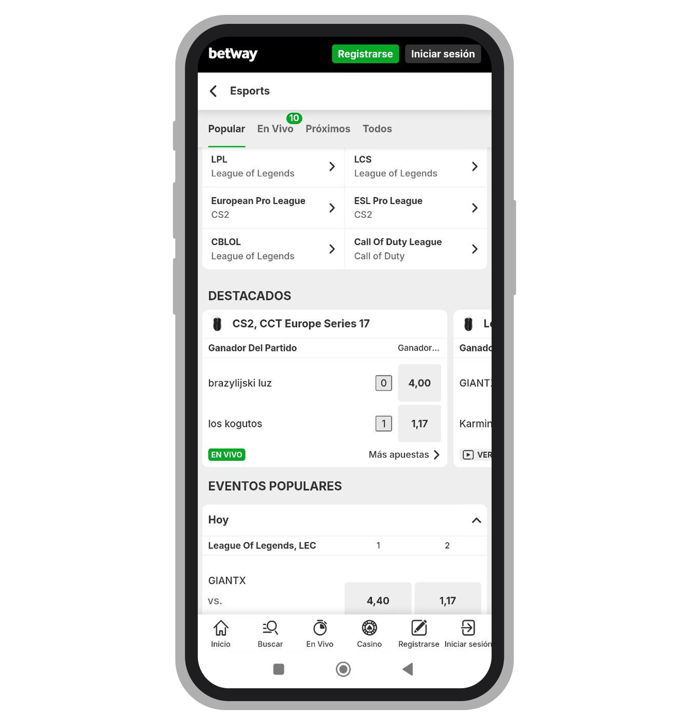 Aplicación Betway