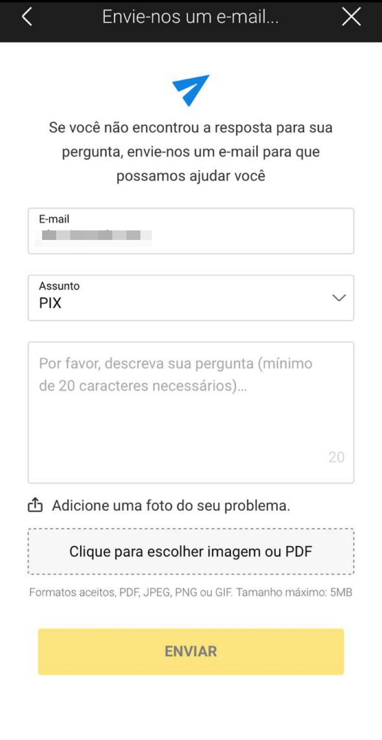 O suporte através de e-mail na Bwin