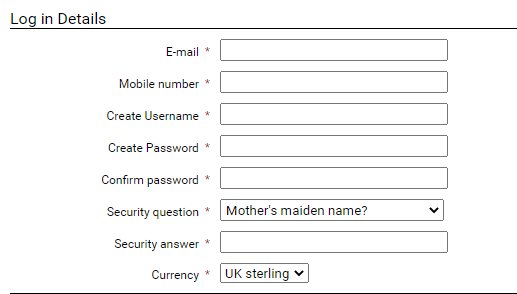 Create a username and password