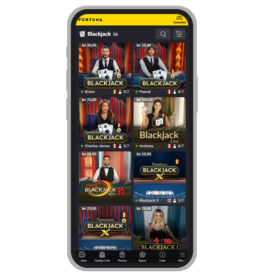 Mese de blackjack live