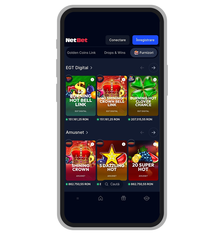 Jocuri EGT și Amusnet la NetBet