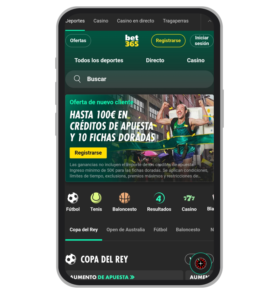 Casa de apuestas Bet365, página principal
