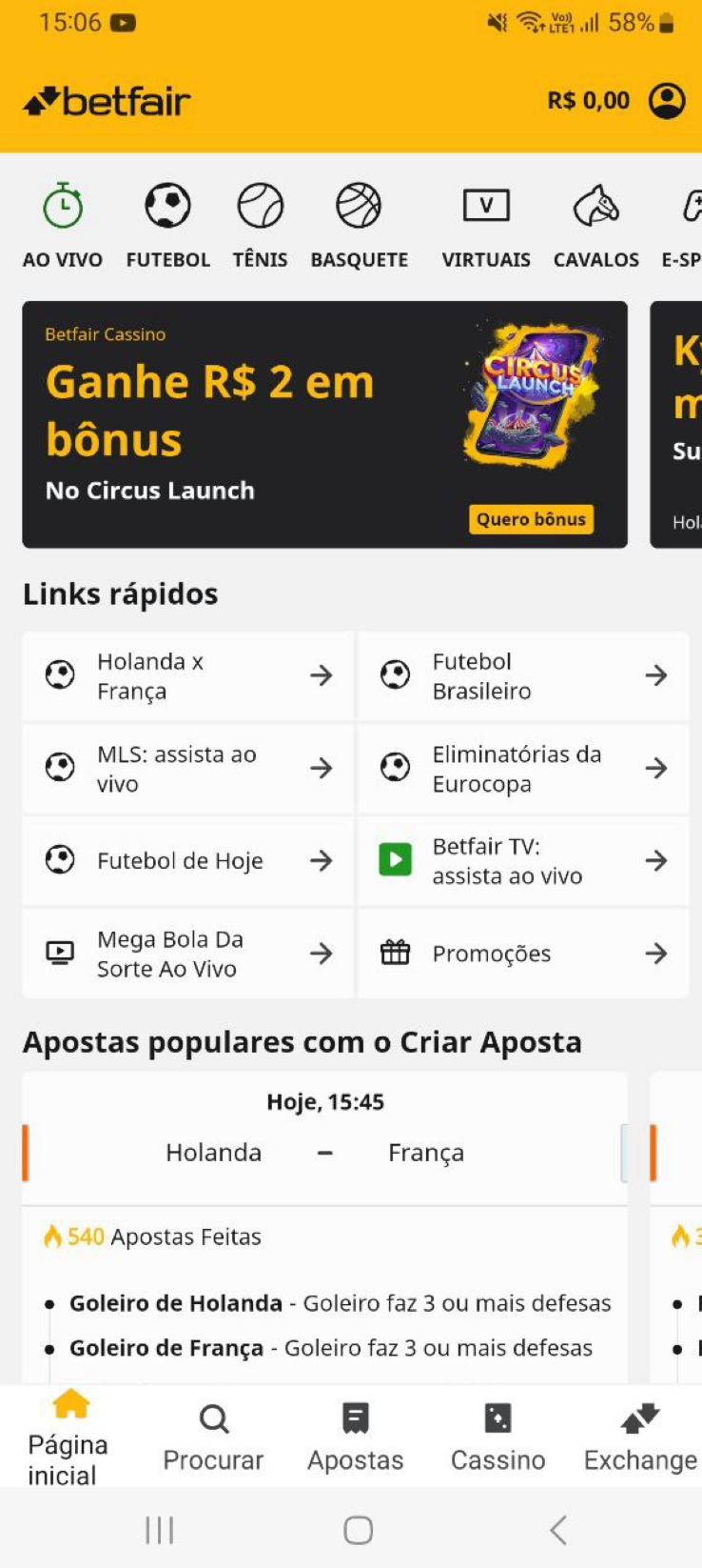 Página inicial do Betfair App.  , Apostas em futebol no aplicativo da Betfair. , Cassino online no Betfair App. ,  Estatísticas so vivo no aplicativo da Betfair.