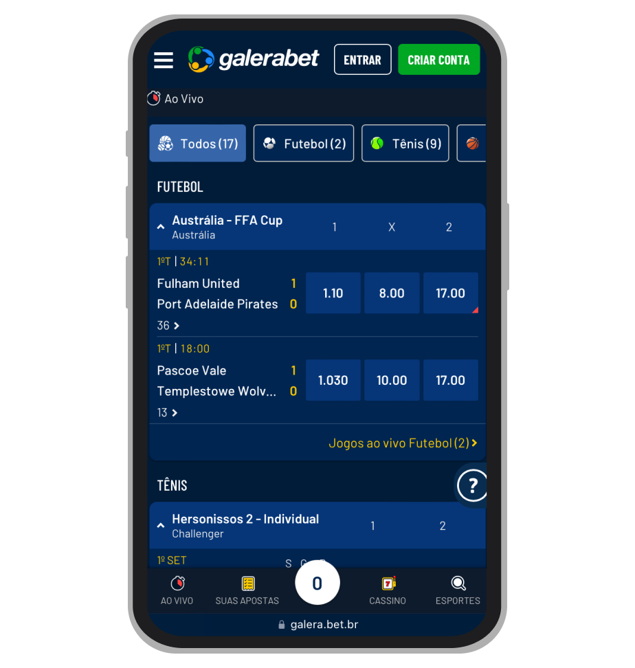 Apostas ao vivo na Galera.bet
