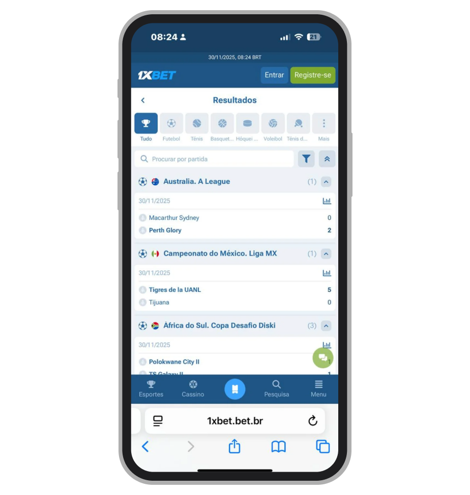 Seção de resultados