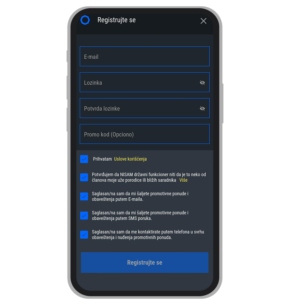 OktagonBet podaci za registraciju