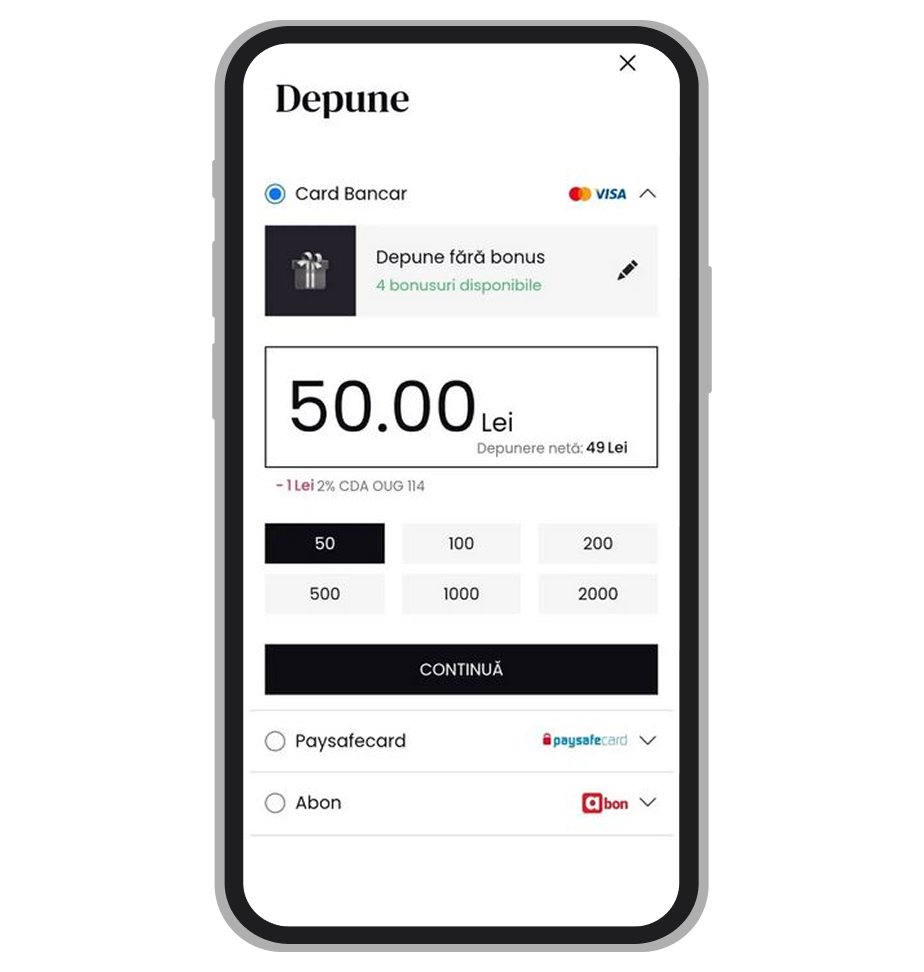 Opțiuni de depunere Lady Casino