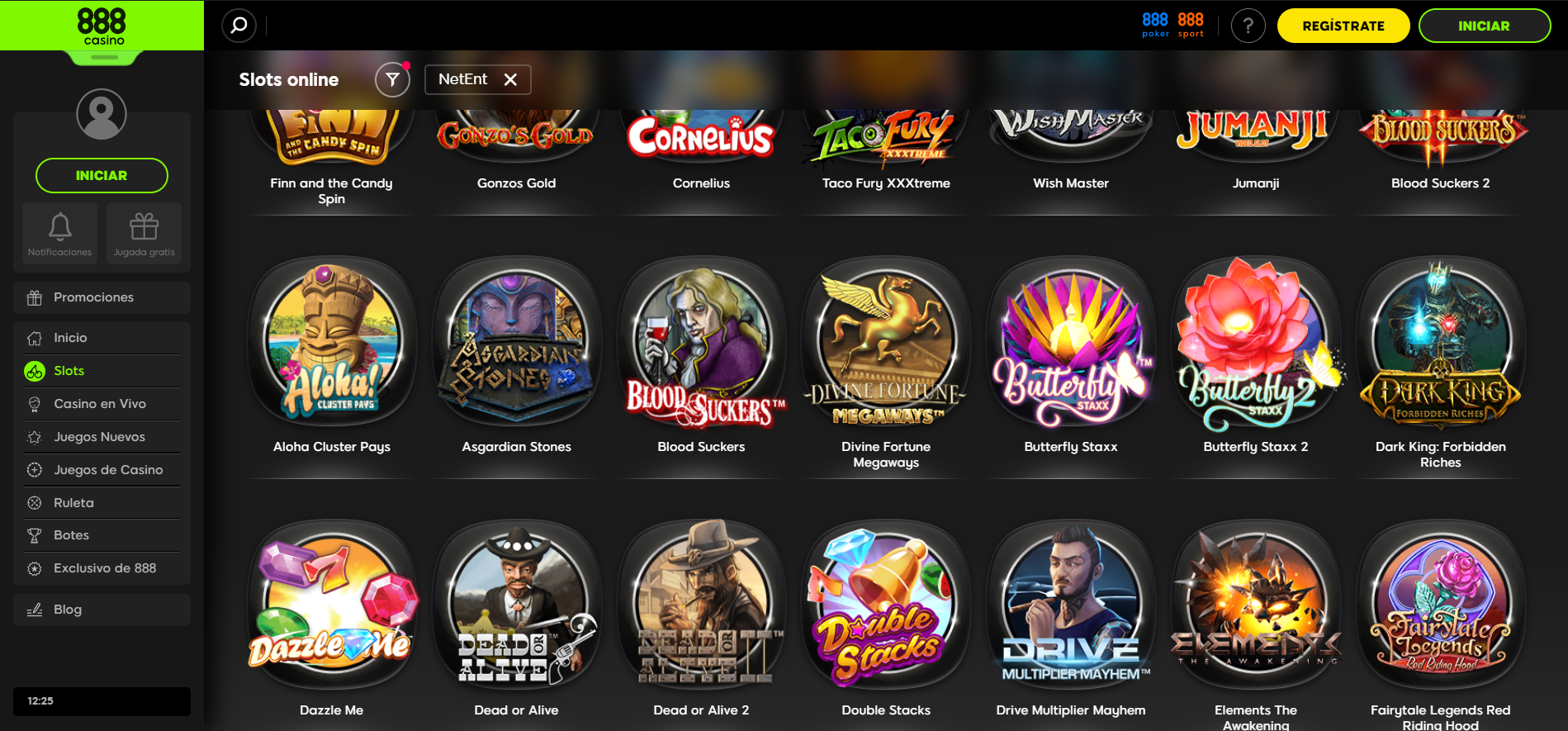 Slots de NetEnt en 888 Casino