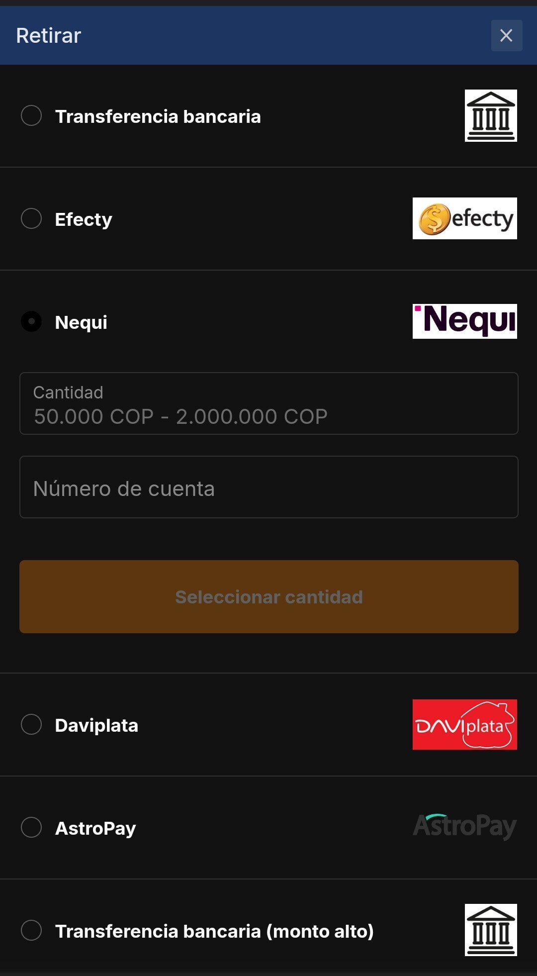 Métodos de retiro Rivalo