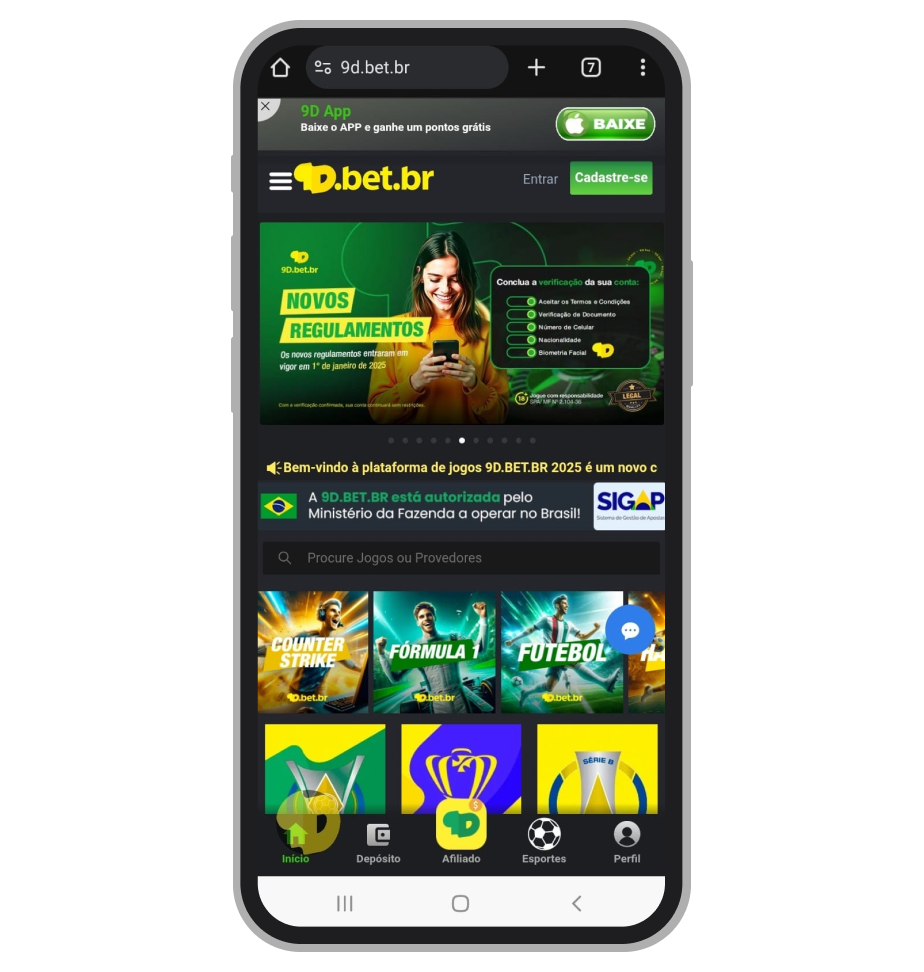 Botão de download no topo da tela