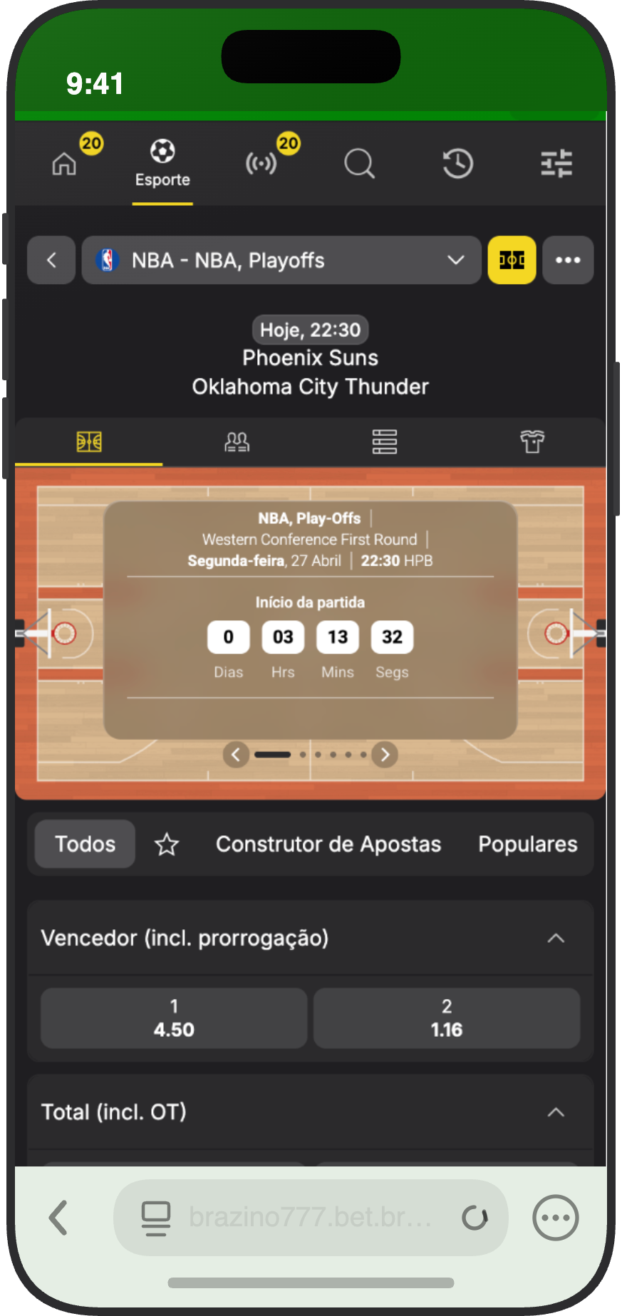 Apostas na NBA Playoffs da Brazino777 com quadra virtual e Construtor de Apostas