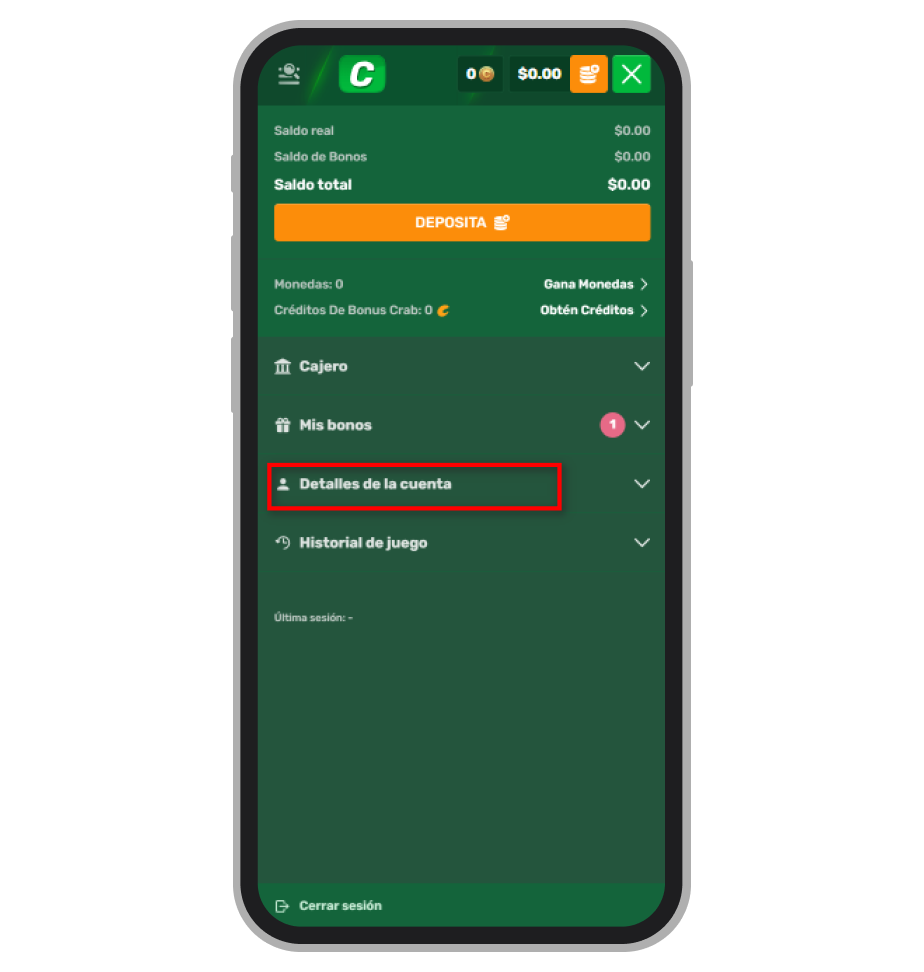 Detalles de la cuenta