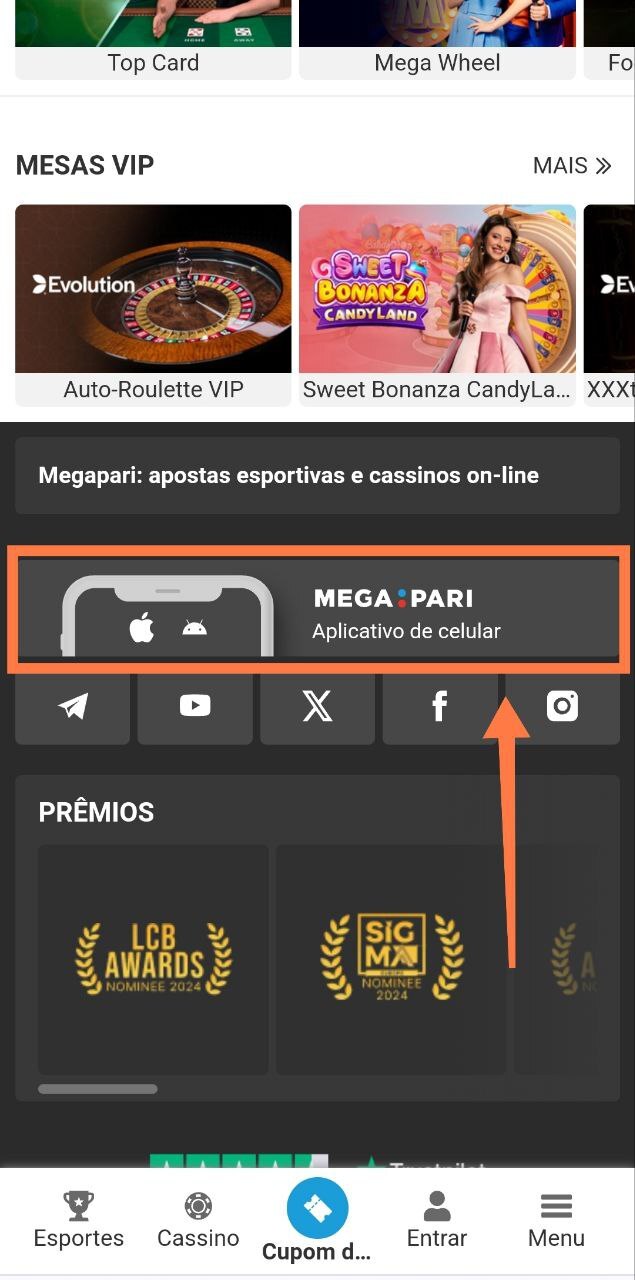 Acesse a área de download do app