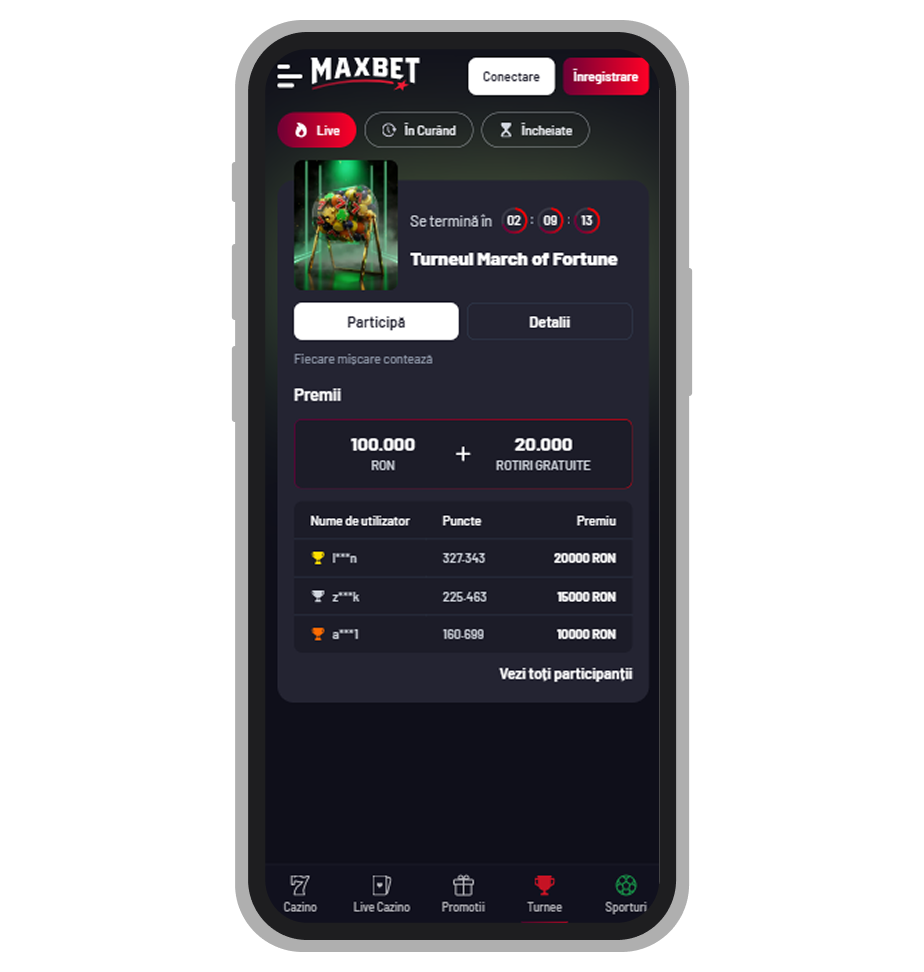 Turnee la Maxbet