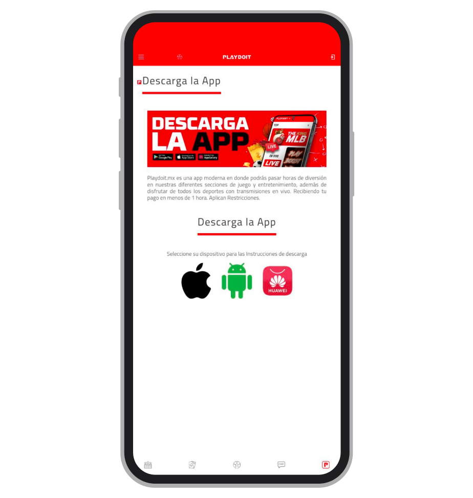 Página de aplicaciones en el sitio web 