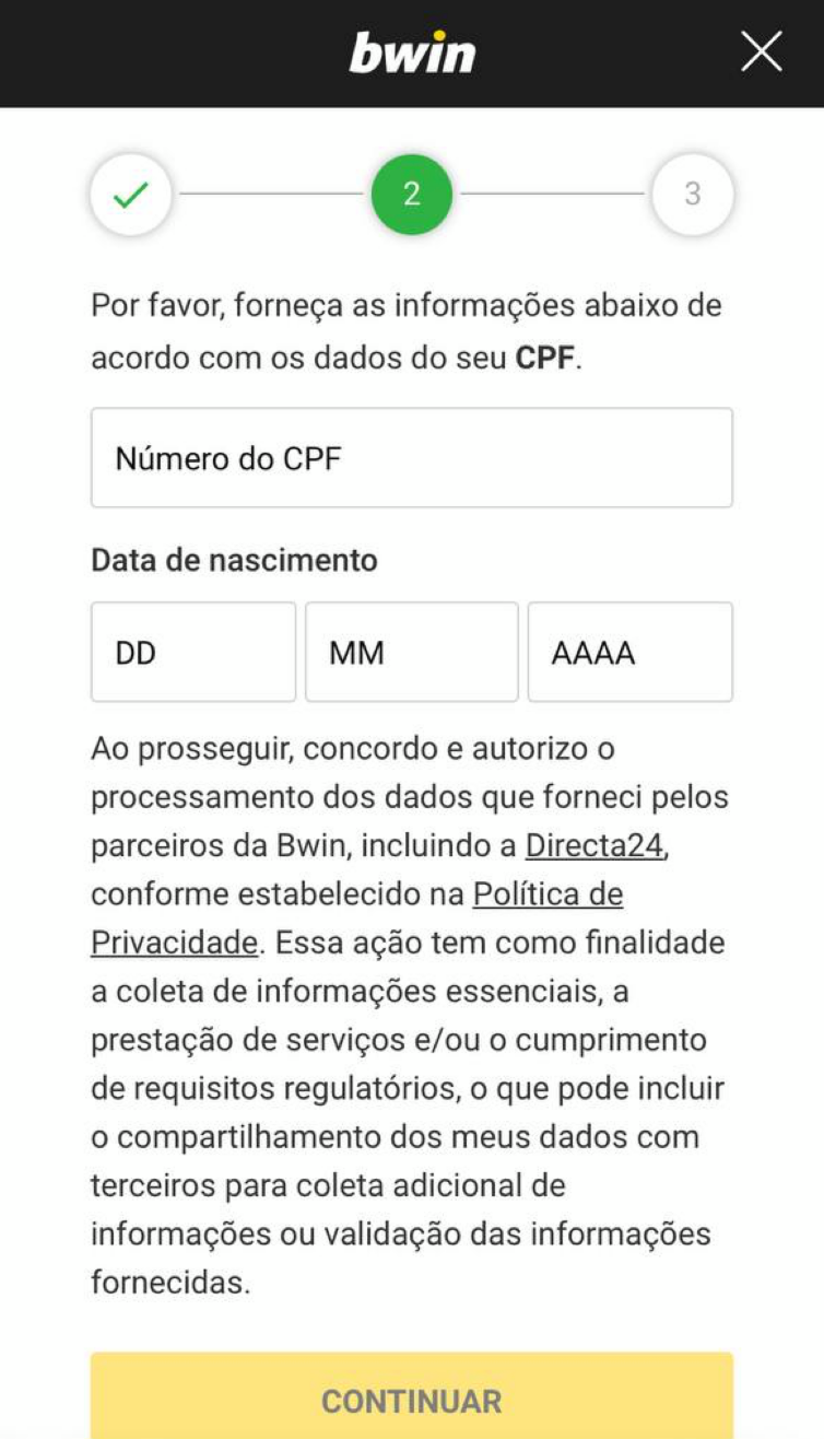 Neste estágio insira o seu CPF