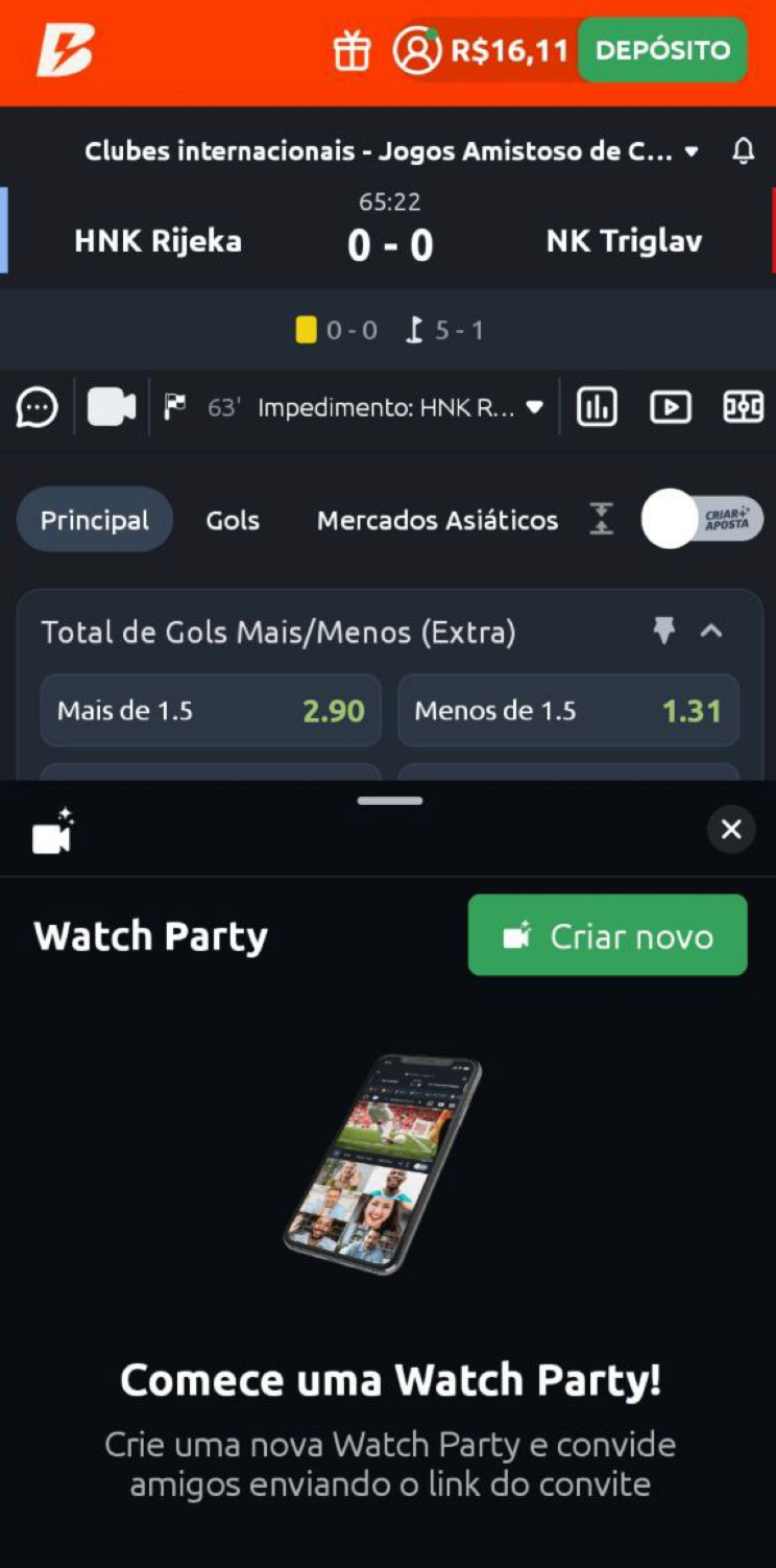 A função exclusiva Watch Party da Betano