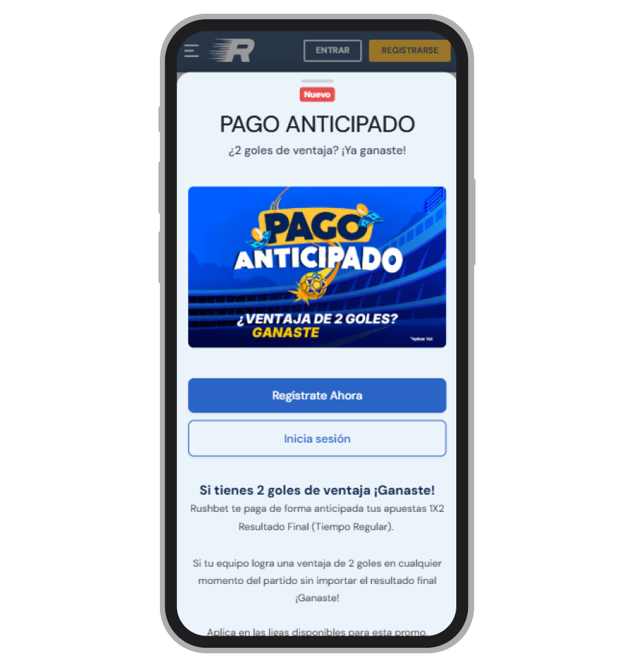 Pago anticipado en Rushbet