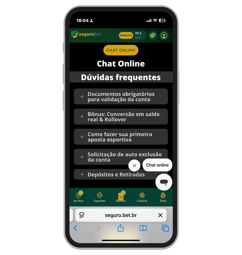 A seção de ajua na Segurobet