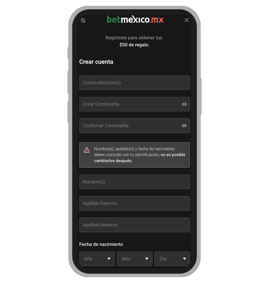 Betmexico App – Registro
