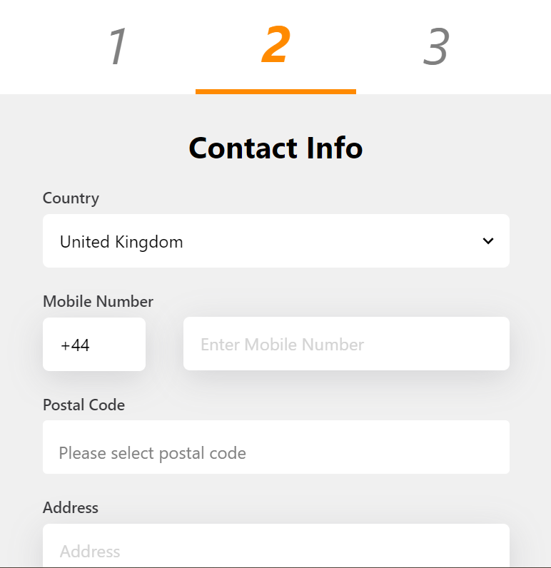 Enter contact information