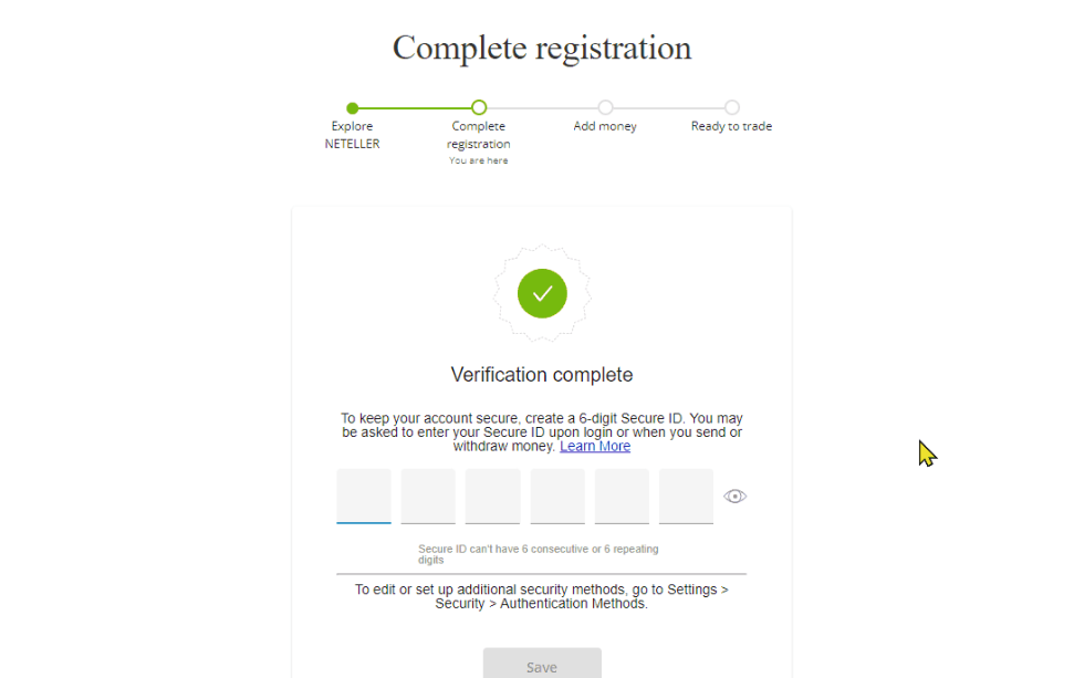 Neteller Registration Verification.